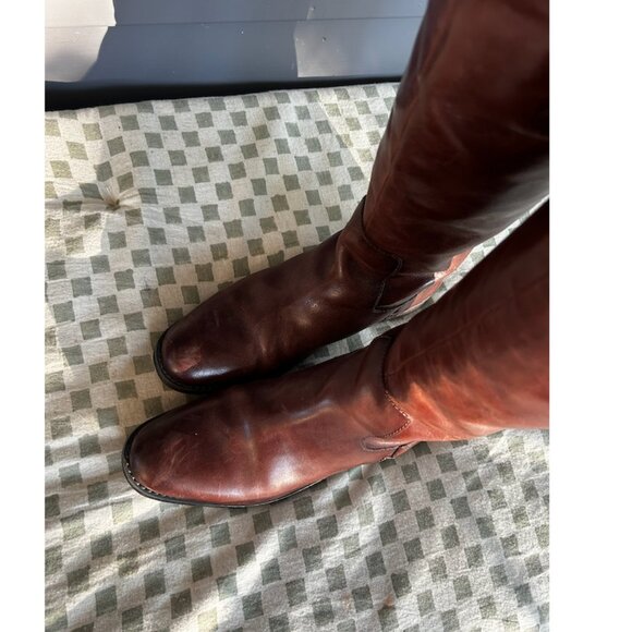 Franco Sarto Leather Riding Boots – Wide Calf | Cognac Brown | Knee-High - Picture 4 of 5